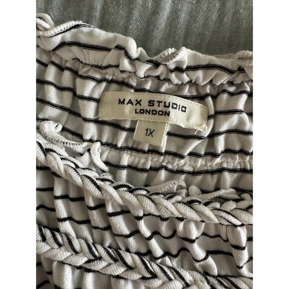 Max Studio Black White Stripe Scoop Neck Top 1X - Picture 5 of 6